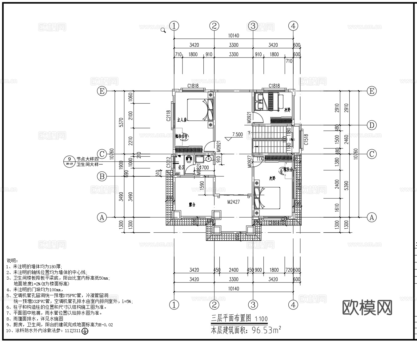 欧式别墅cad施工图cad施工图