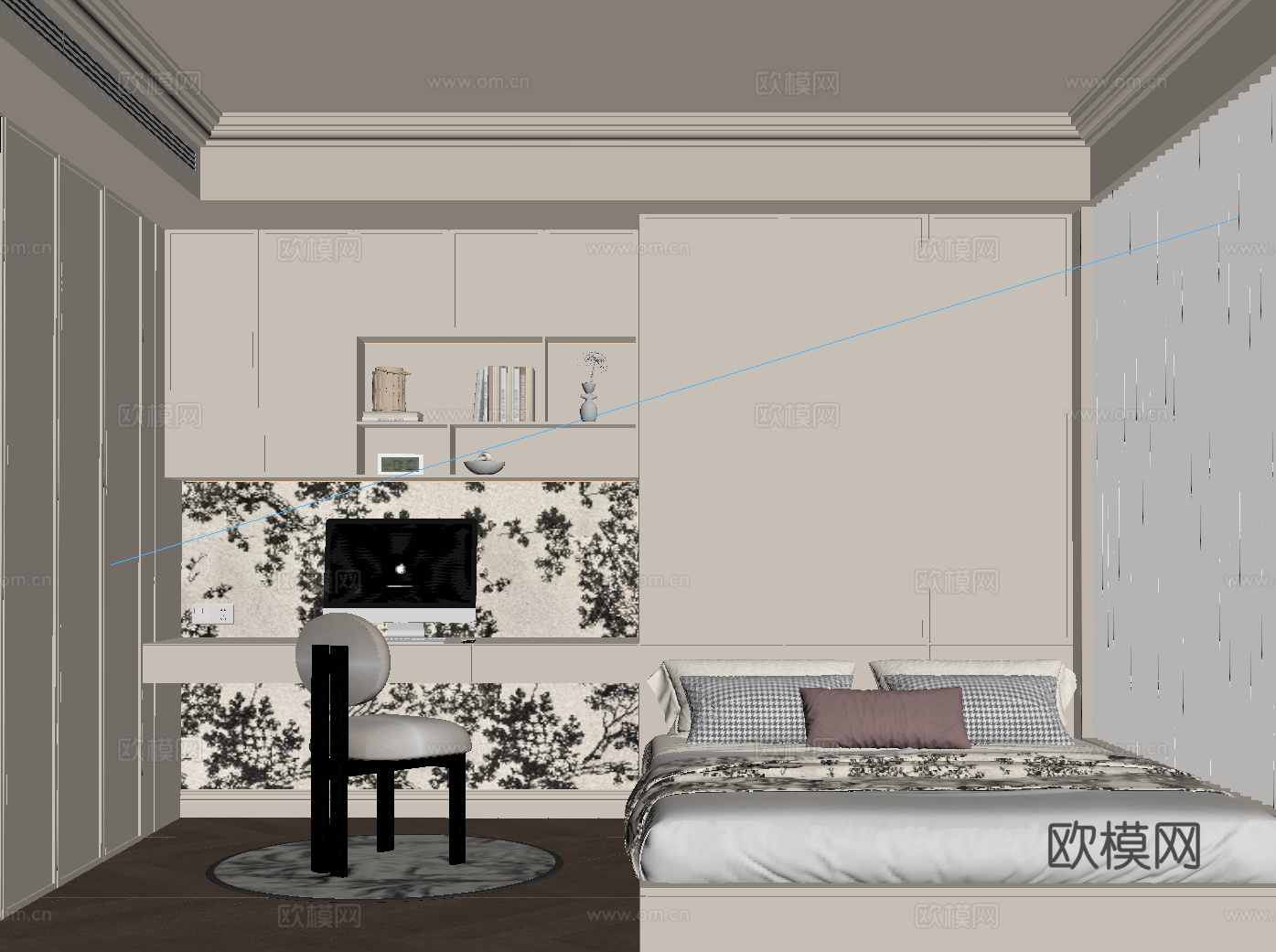 法式榻榻米卧室su模型