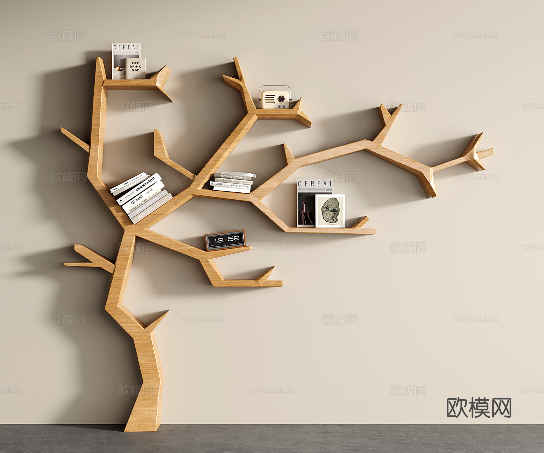 现代树形书架 大树艺术置物架 收纳架 展示架 装饰架su模型