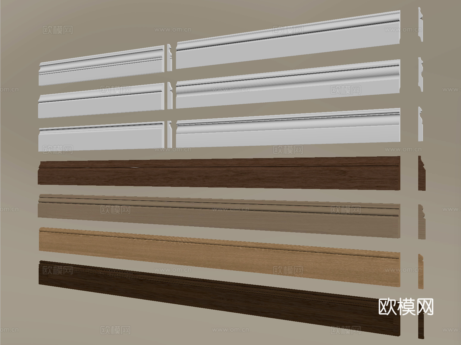 现代踢脚线 实木地脚线 角线 腰线su模型