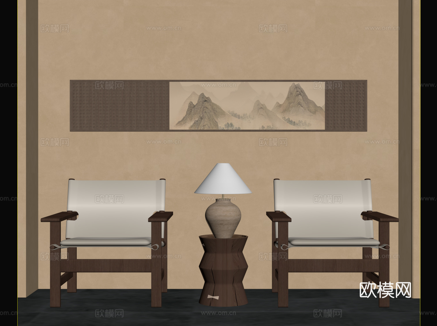 新中式休闲椅su模型