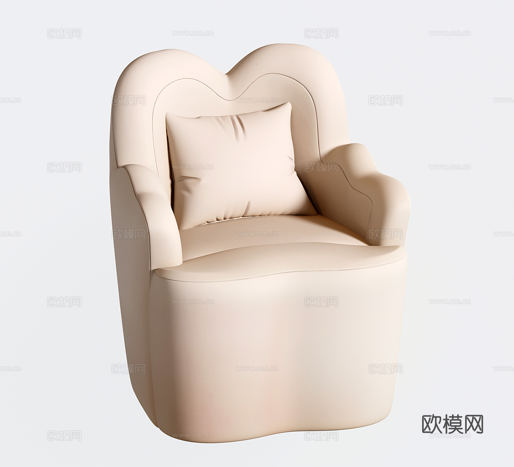 现代化妆椅 奶油梳妆椅 沙发椅 单人沙发 休闲椅su模型