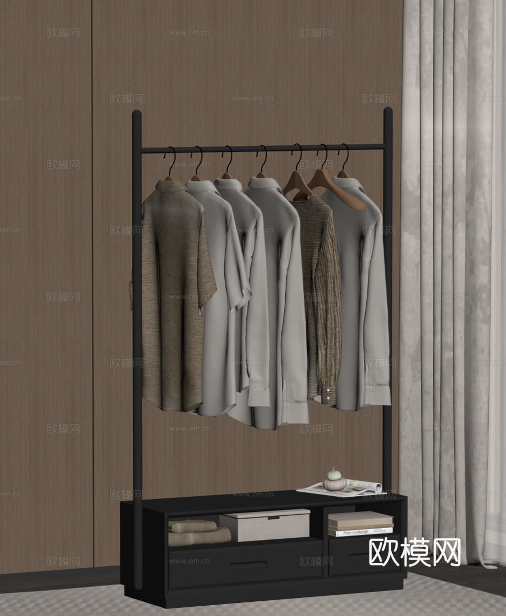 现代意式衣架su模型