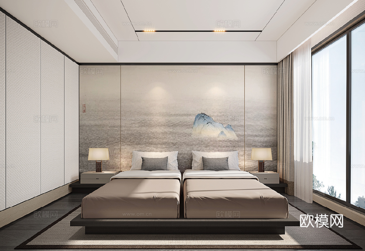 轻奢别墅 样板间 最新全套施工图 效果图合集cad施工图下载（渲染图3）