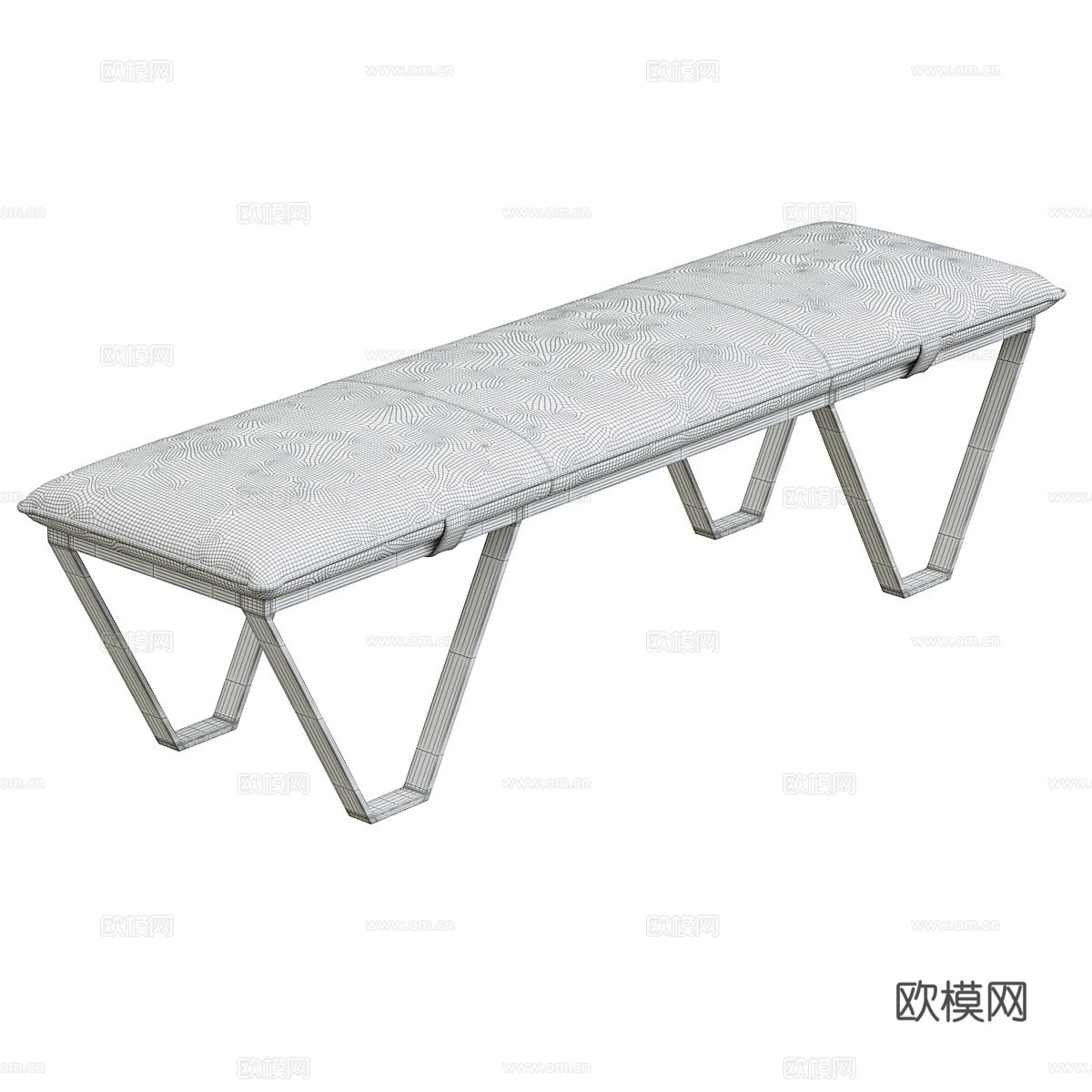 现代意式皮革长凳3d模型下载（渲染图3）