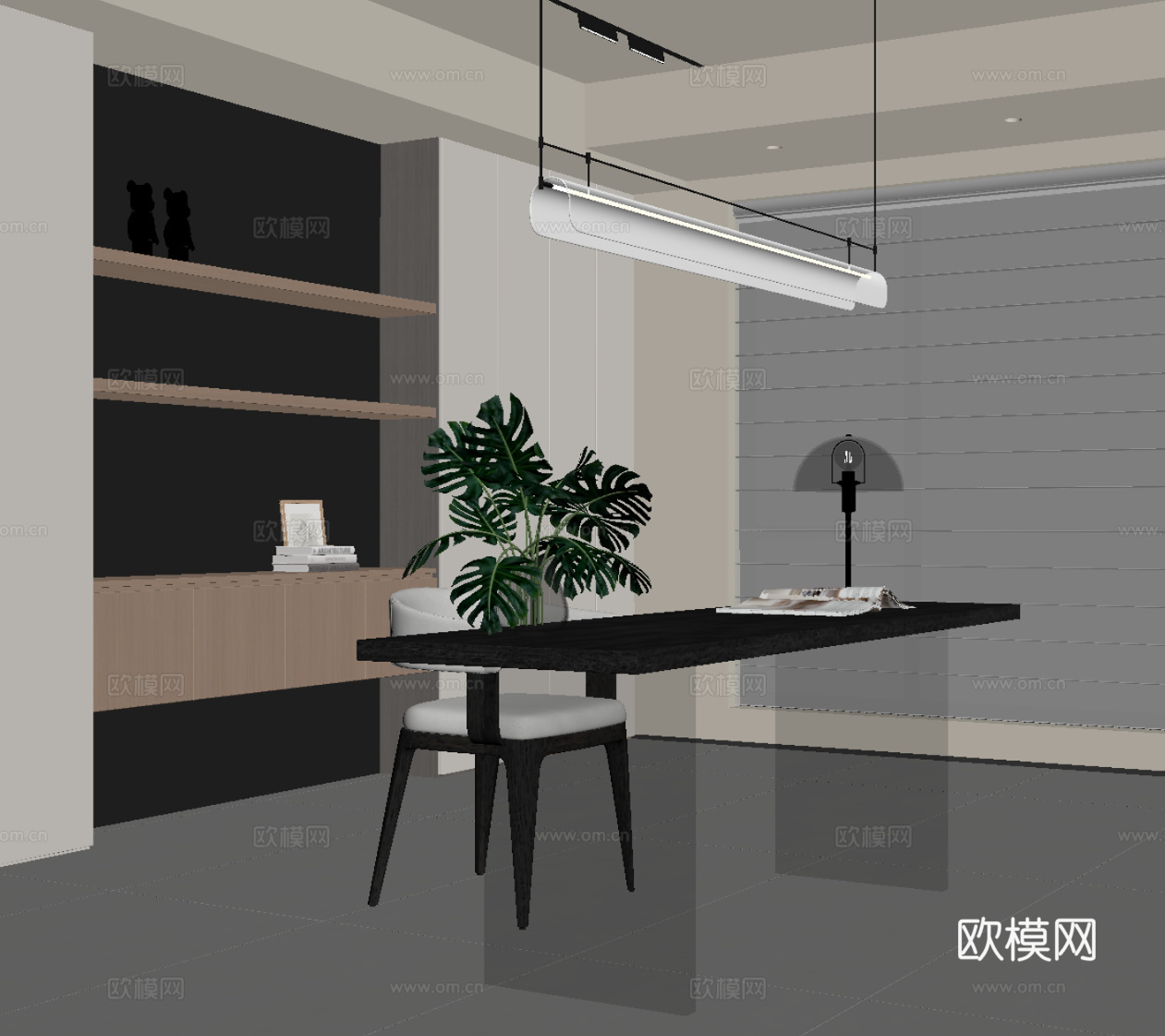 现代书房su模型