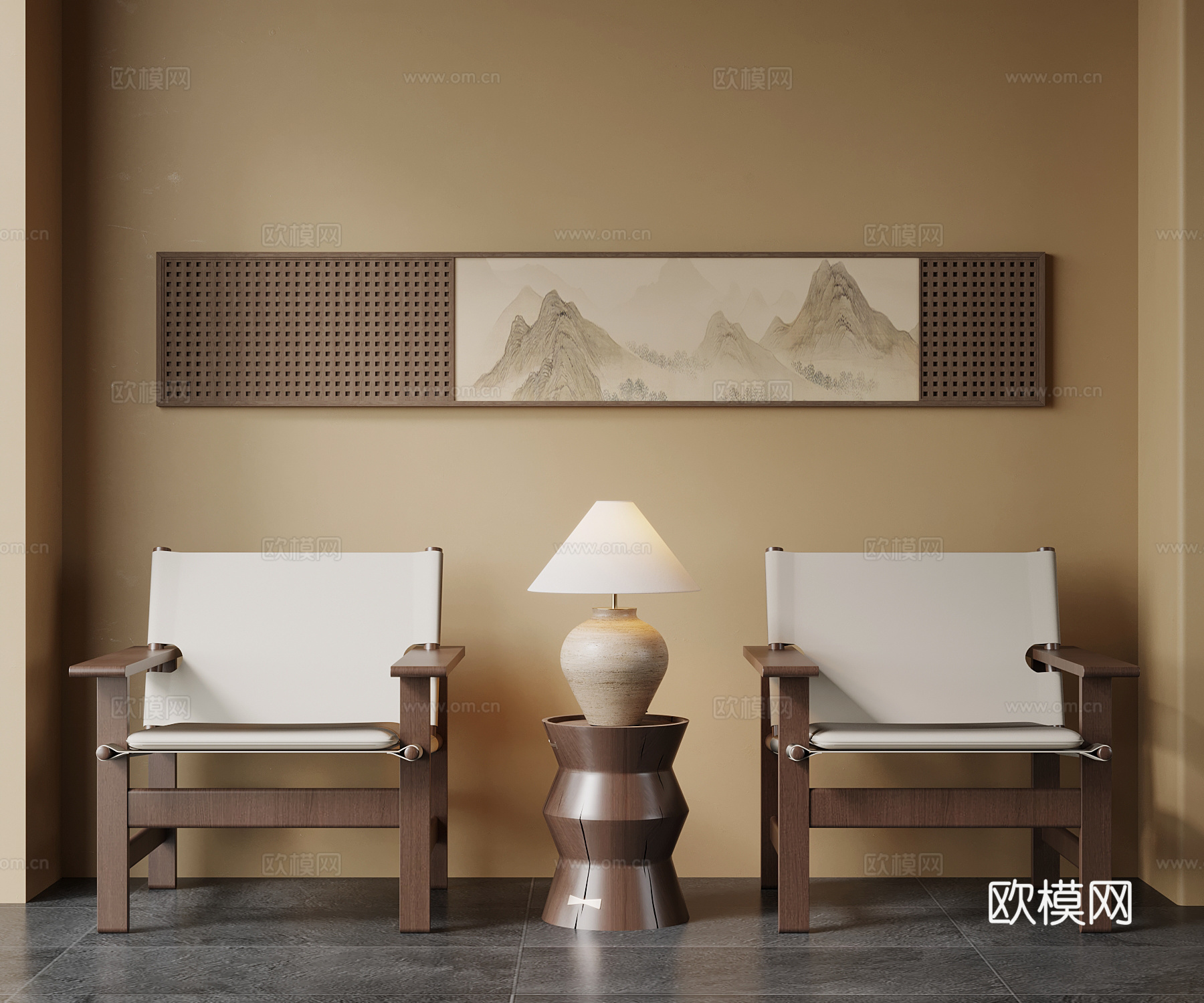 新中式休闲椅su模型