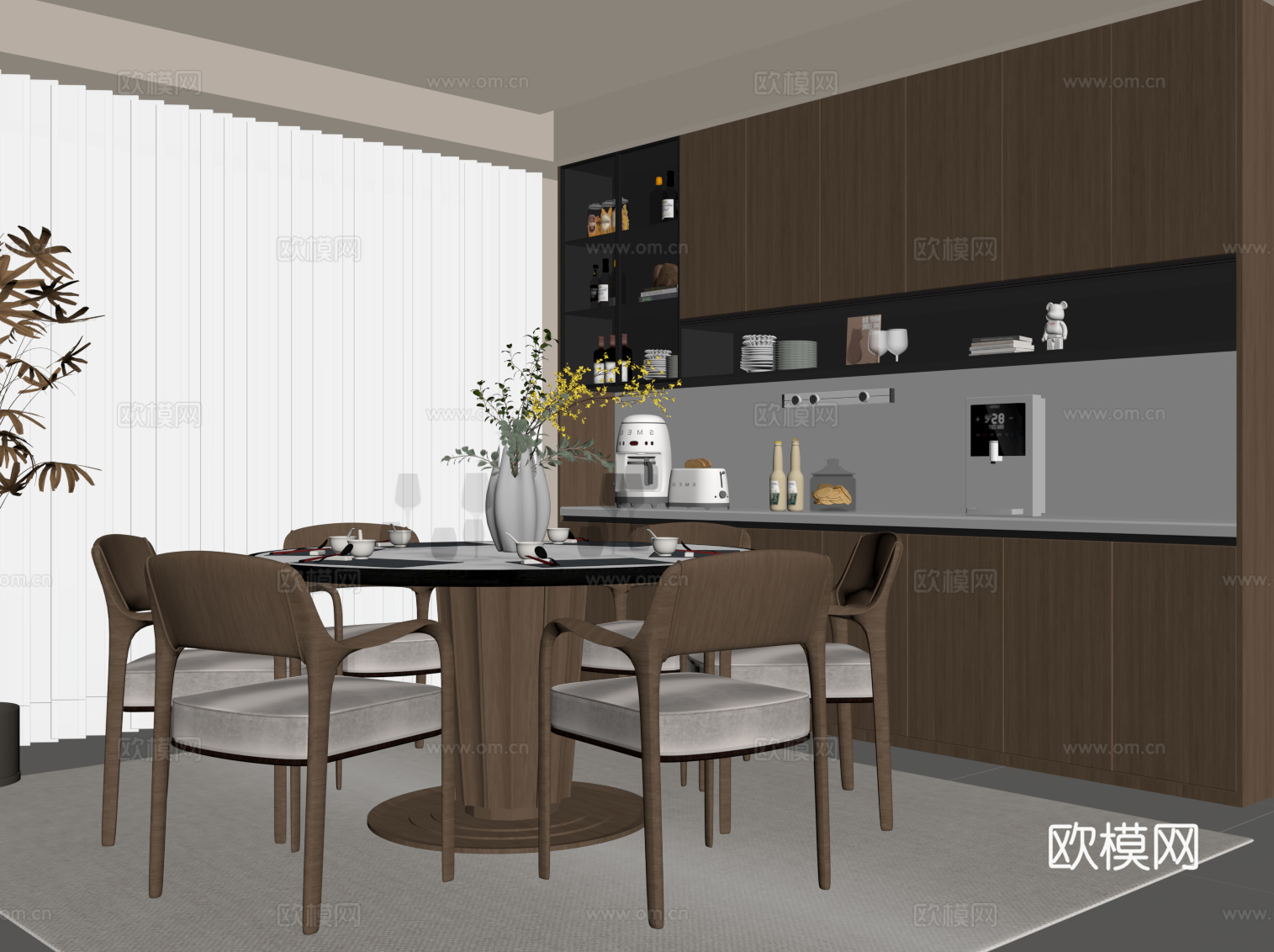 新中式餐厅su模型