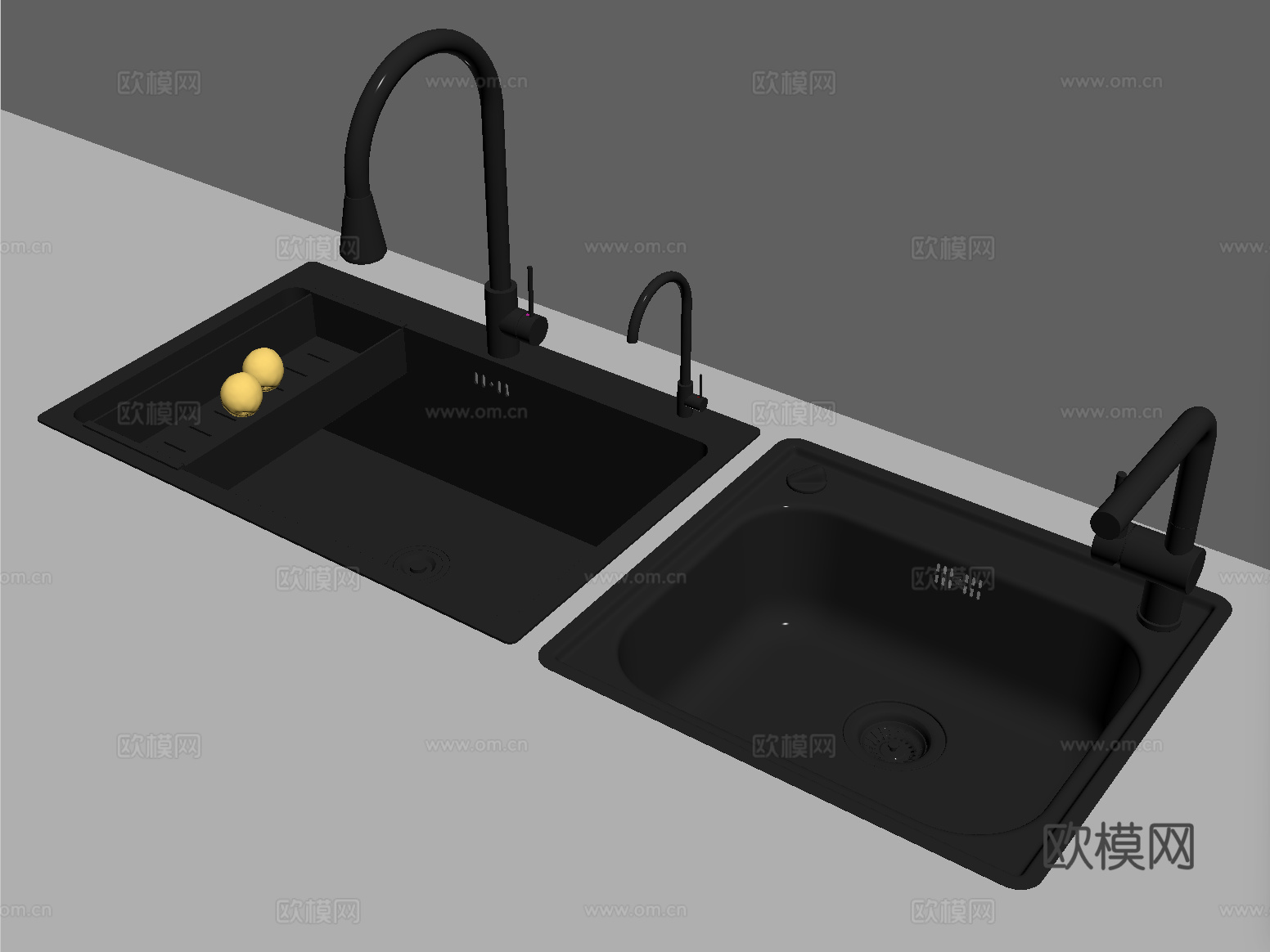 现代水槽洗菜池 洗菜盆水龙头 不锈钢水槽su模型