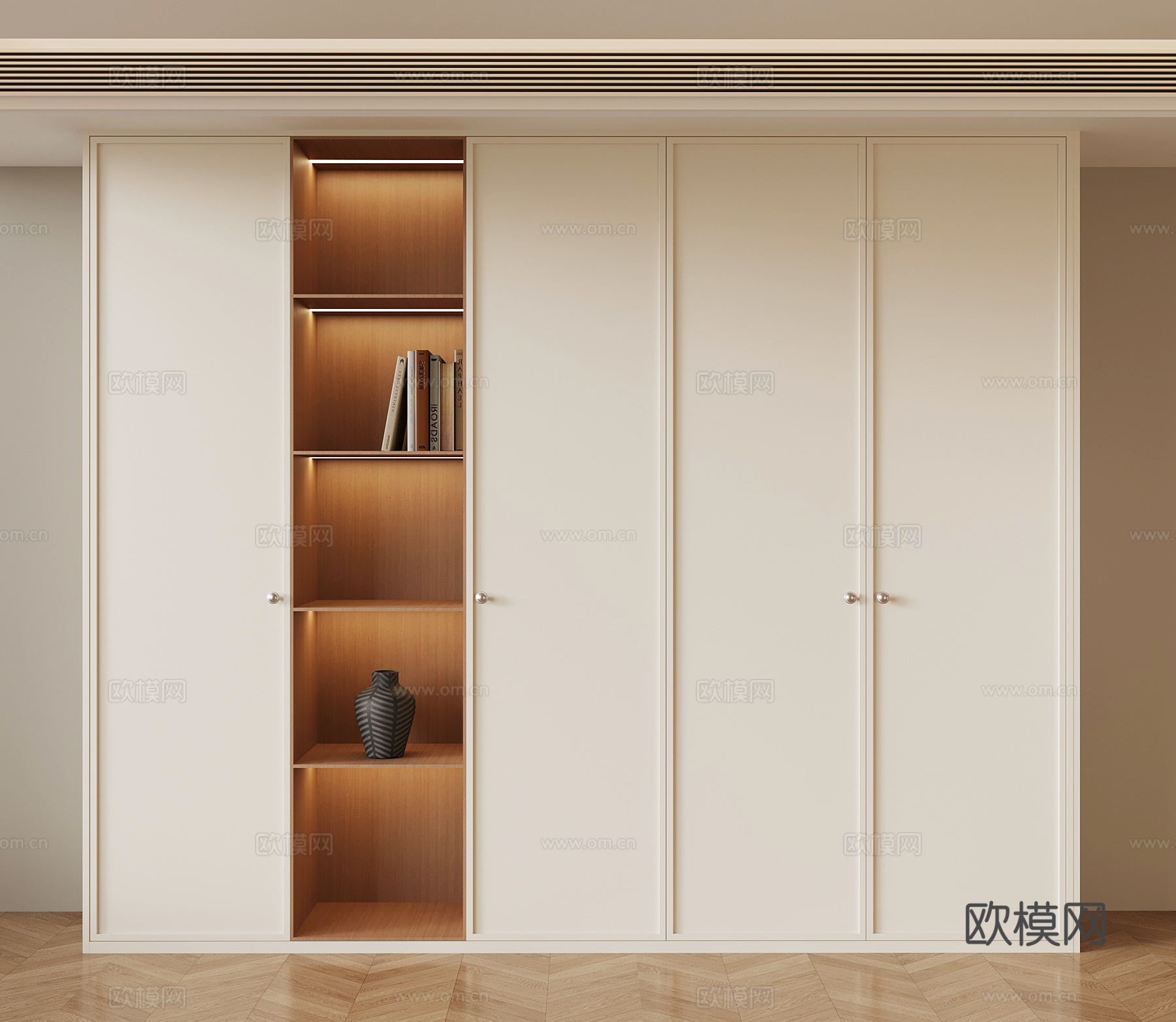现代中古衣柜su模型
