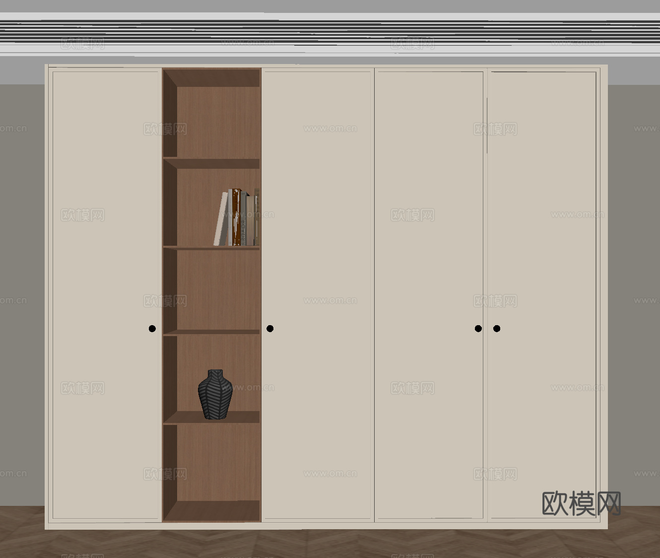 现代中古衣柜su模型