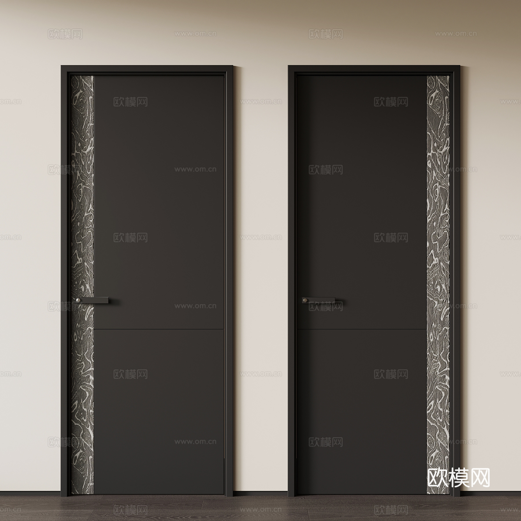 现代意式单开门 木门su模型