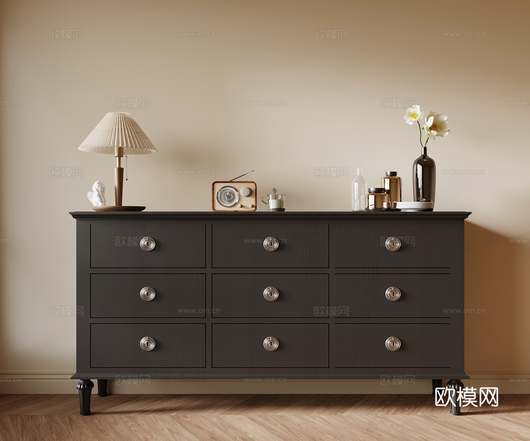 法式复古玄关柜 边柜su模型