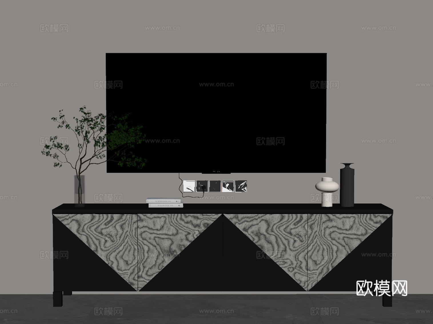 现代意式电视柜su模型