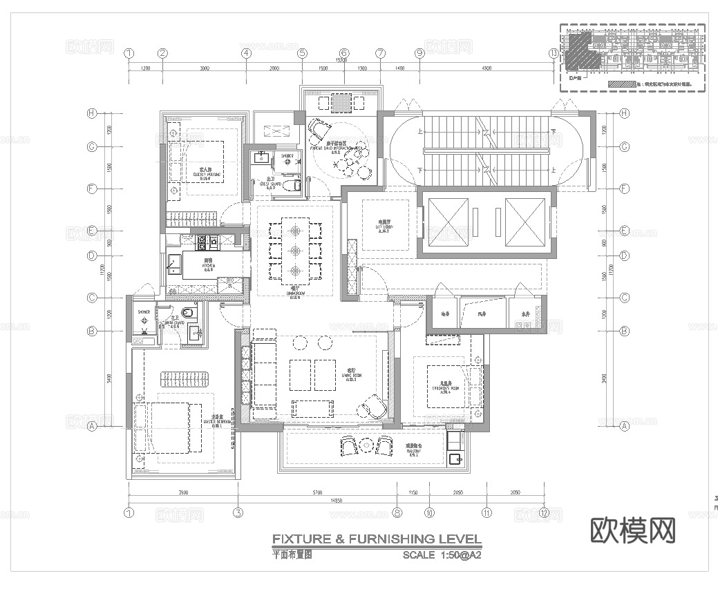 轻奢别墅 样板间 最新全套施工图 效果图合集cad施工图下载（渲染图4）
