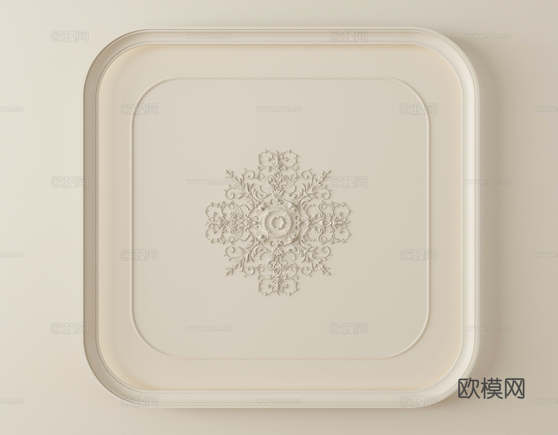 法式天花吊顶 石膏灯盘su模型