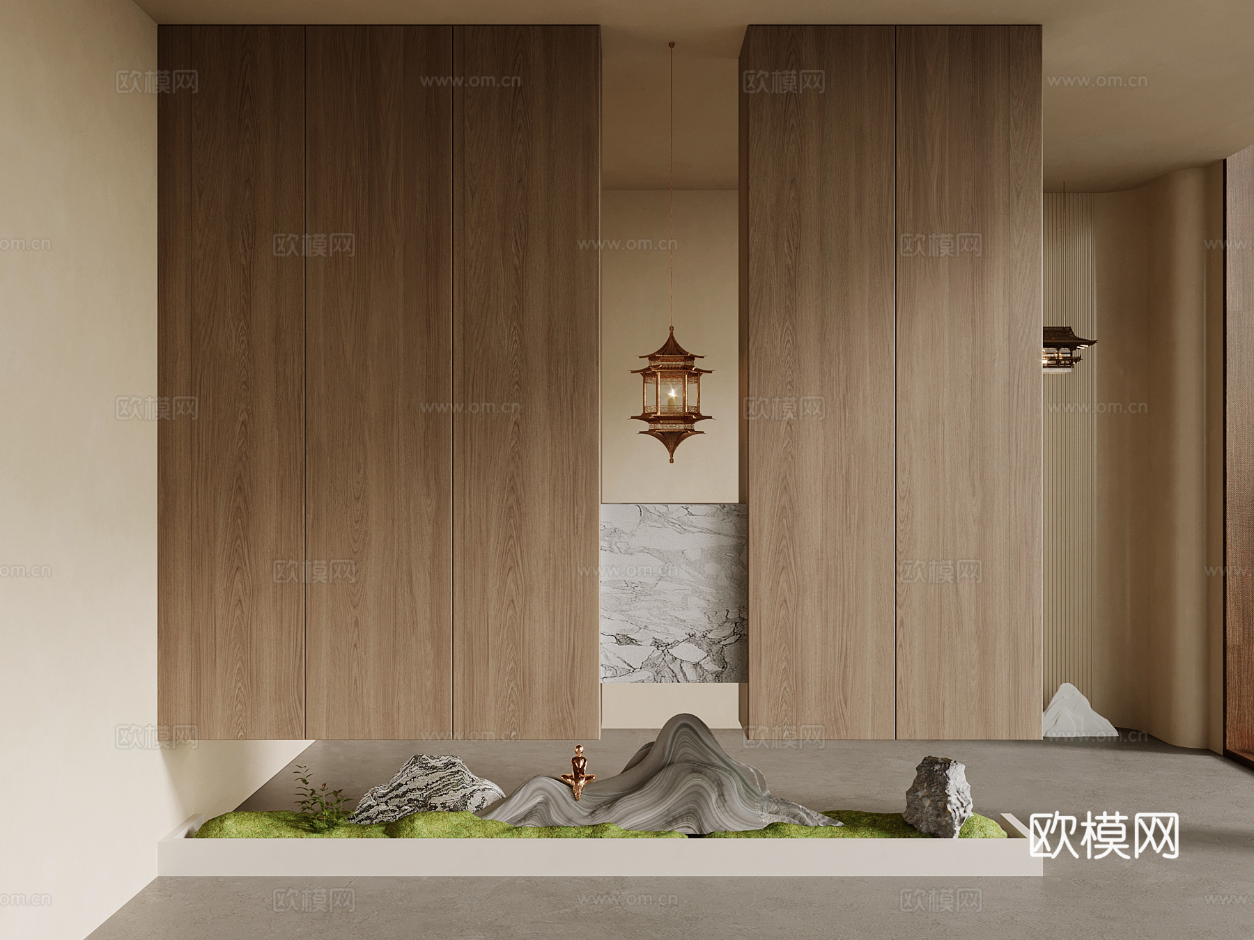 新中式玄关su模型