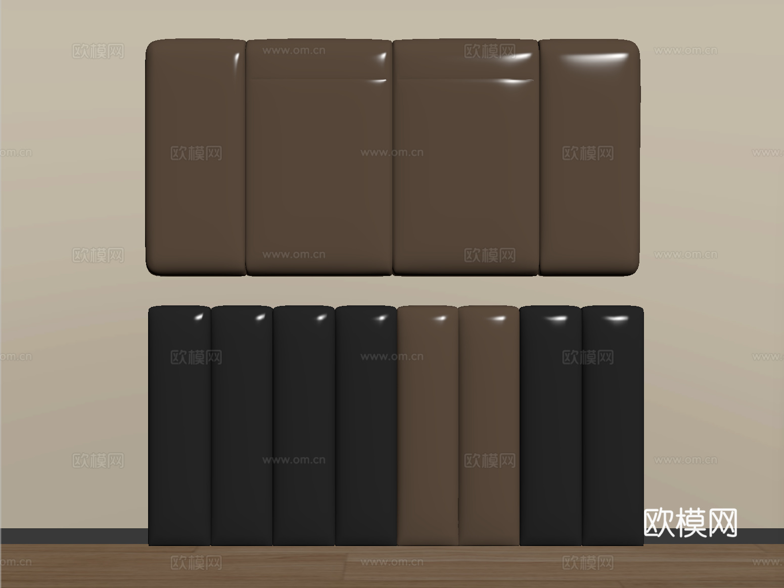 现代床靠背 床品 床头su模型