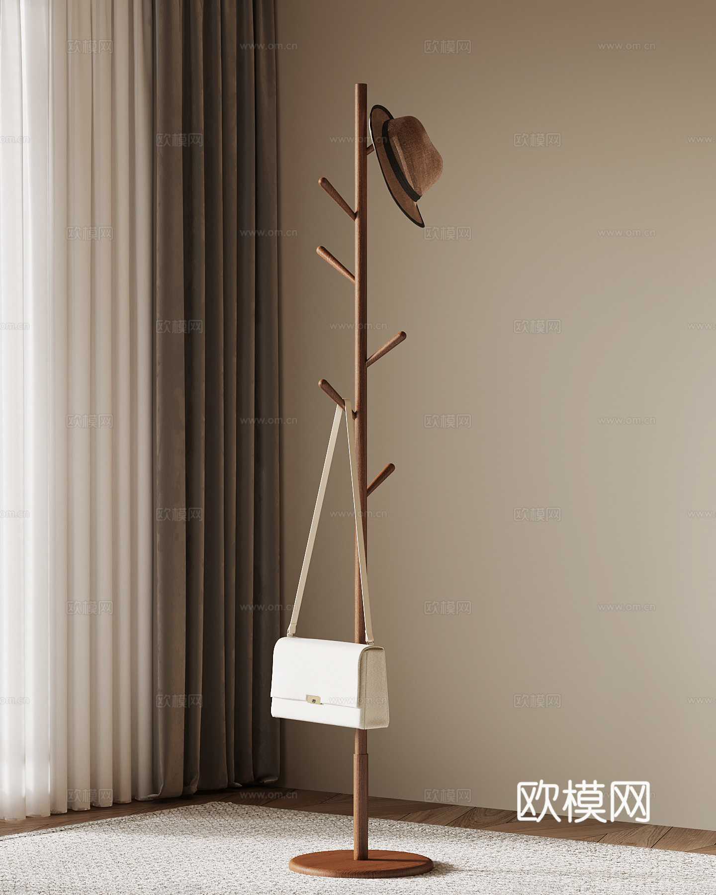 现代中古衣架su模型