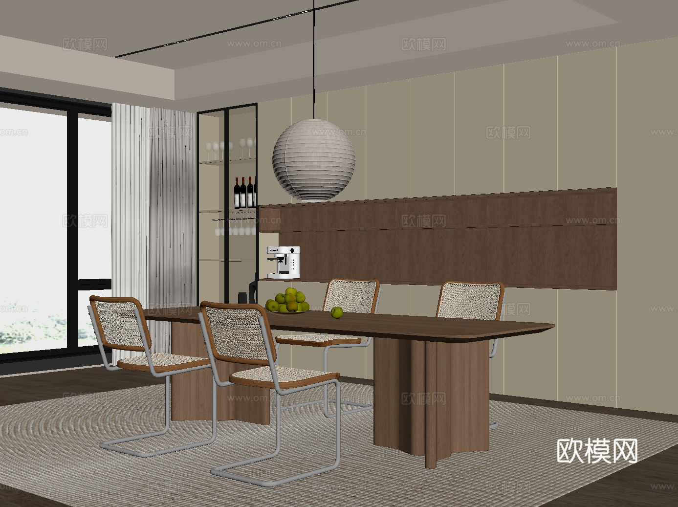 中古风餐厅su模型