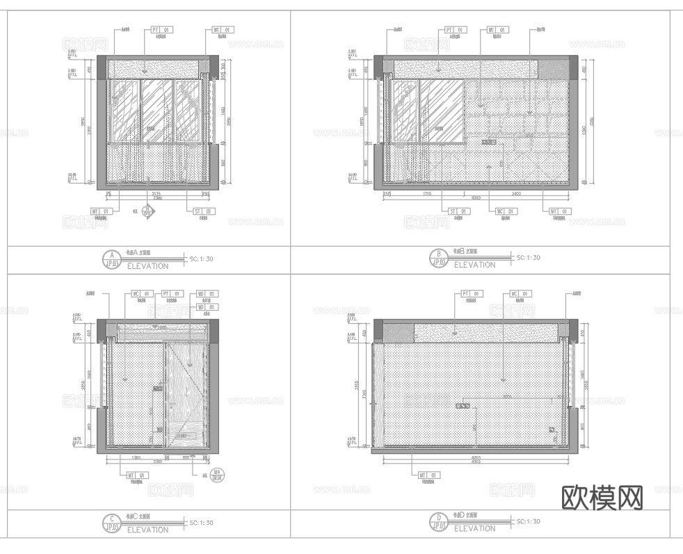 轻奢别墅 样板间 最新全套施工图 效果图合集cad施工图下载（渲染图8）