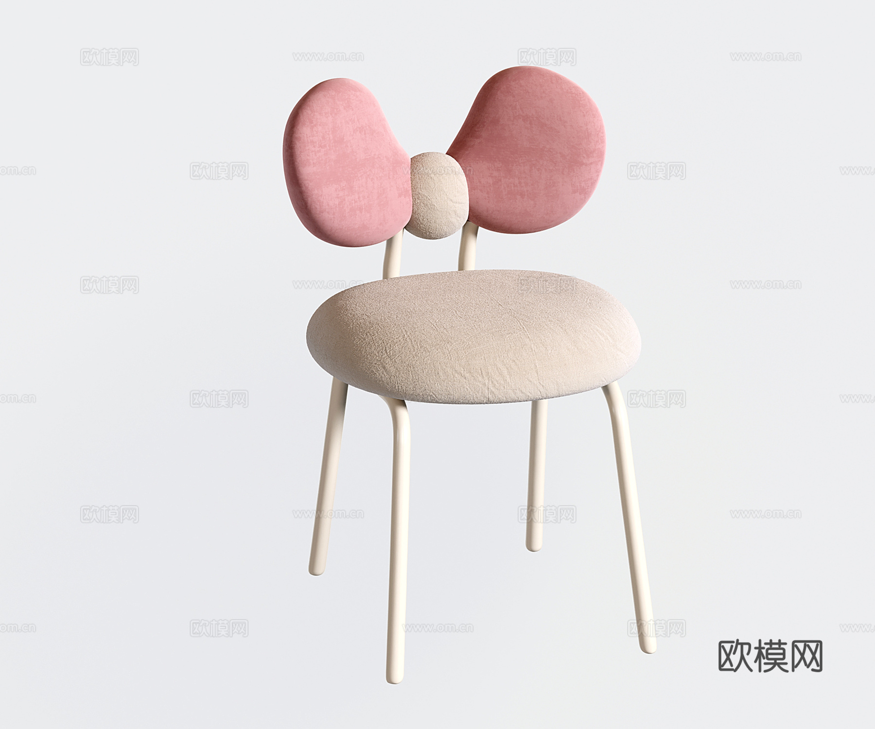 奶油风单椅 现代化妆椅 梳妆椅 餐椅 蝴蝶结椅su模型