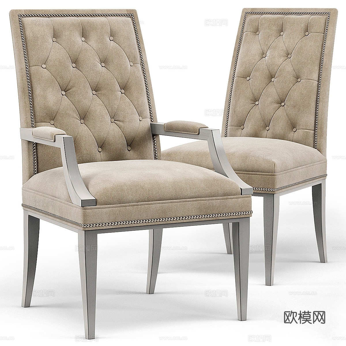 切斯卡绗缝软垫椅3d模型下载