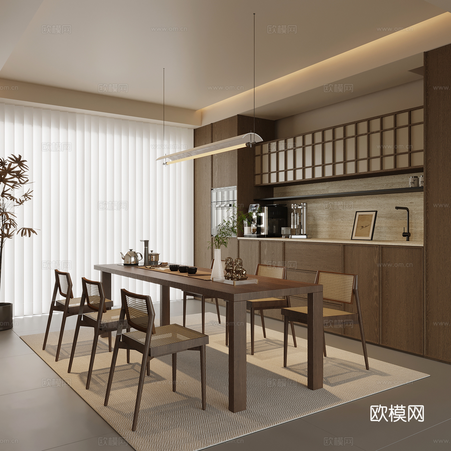 新中式餐厅su模型