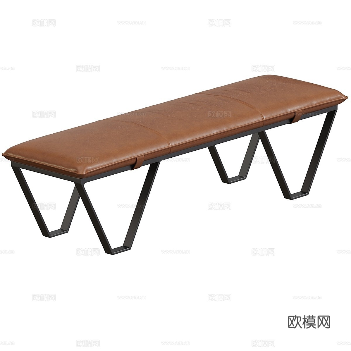 现代意式皮革长凳3d模型下载（渲染图2）