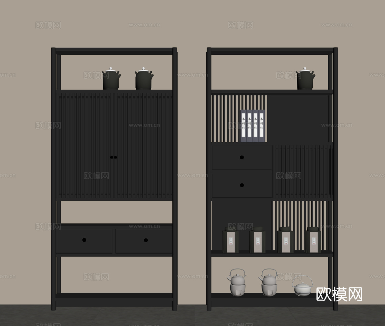 现代意式博古架 复古博古架su模型