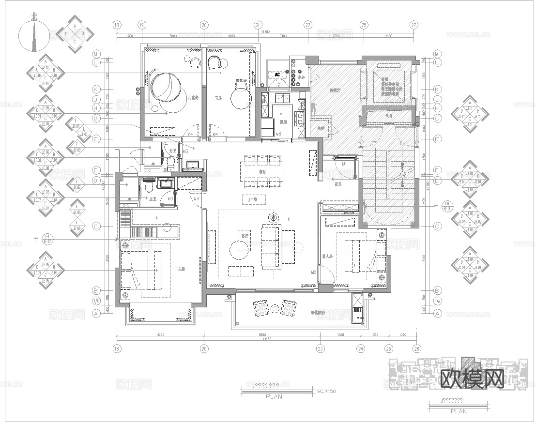 轻奢别墅 样板间 最新全套施工图 效果图合集cad施工图下载（渲染图6）