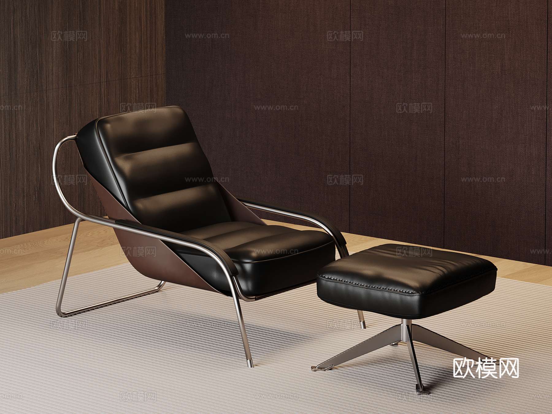现代意式躺椅 皮质躺椅3d模型下载