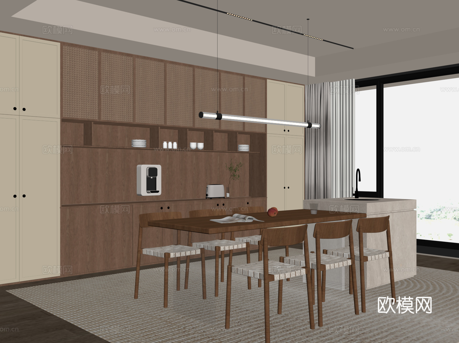 中古风餐厅su模型