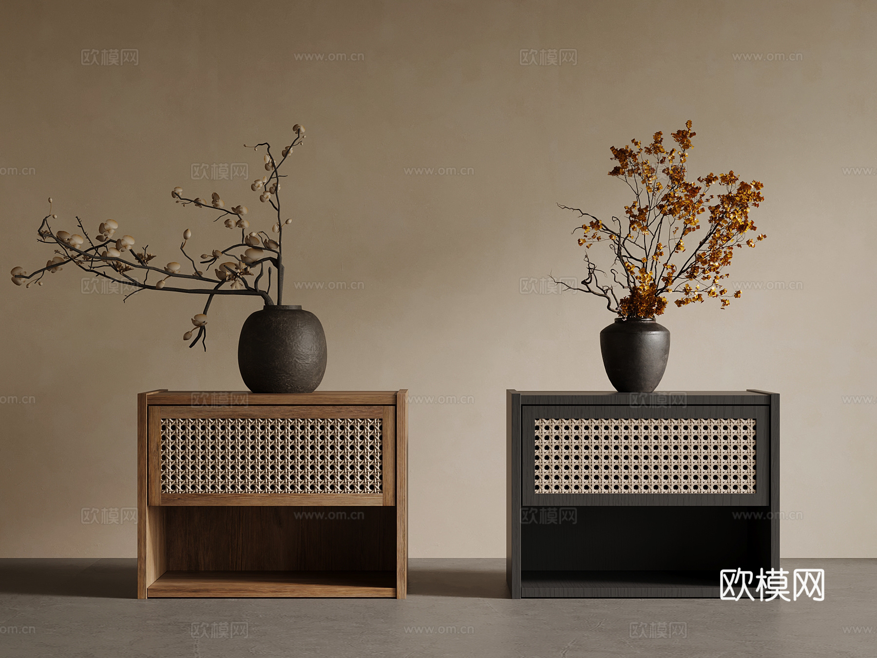 中古风床头柜su模型