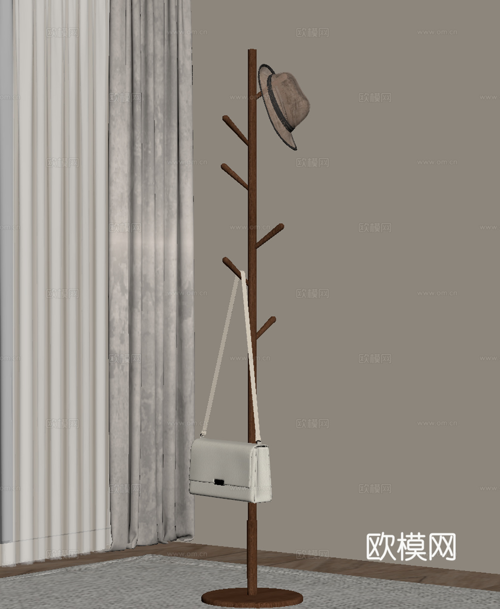 现代中古衣架su模型