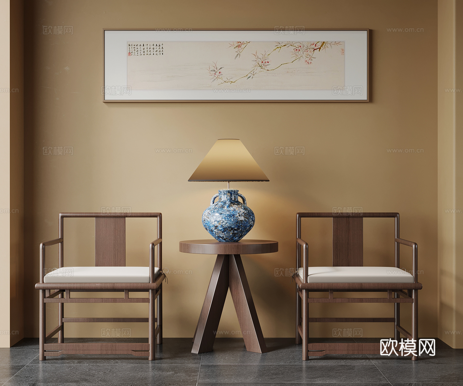 新中式休闲椅su模型