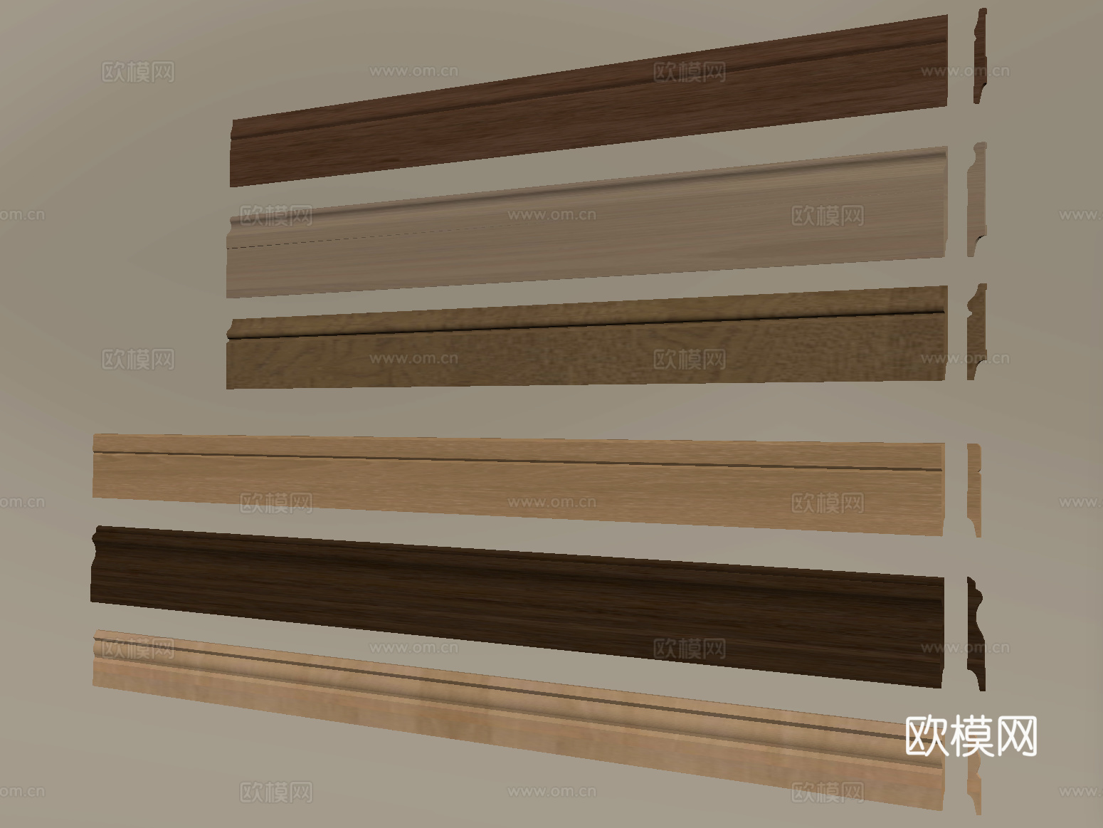 现代踢脚线 实木踢脚线su模型