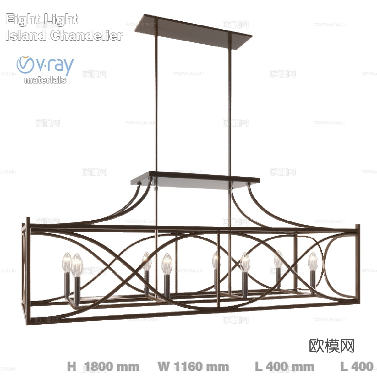 八光岛吊灯3d模型下载