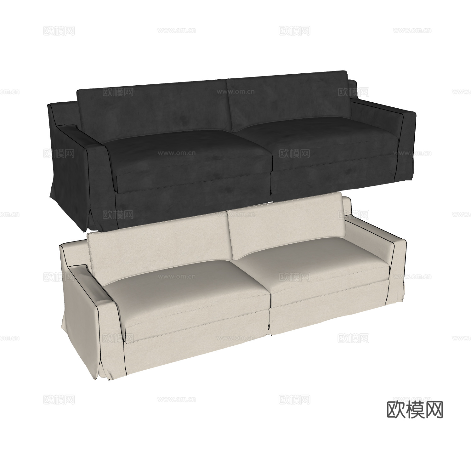 Liaigre 侘寂中古风双人沙发 布艺沙发su模型