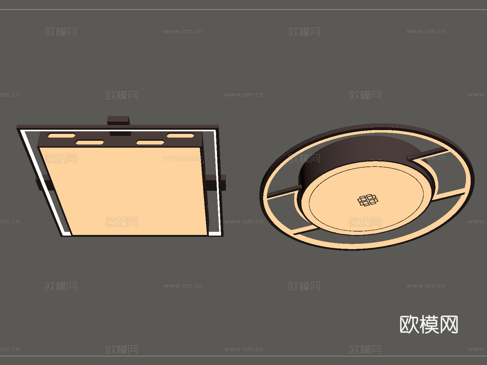 新中式吸顶灯  客厅吸顶灯su模型