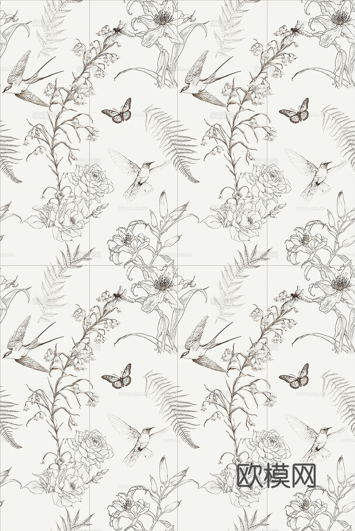 无缝卫浴花鸟瓷砖