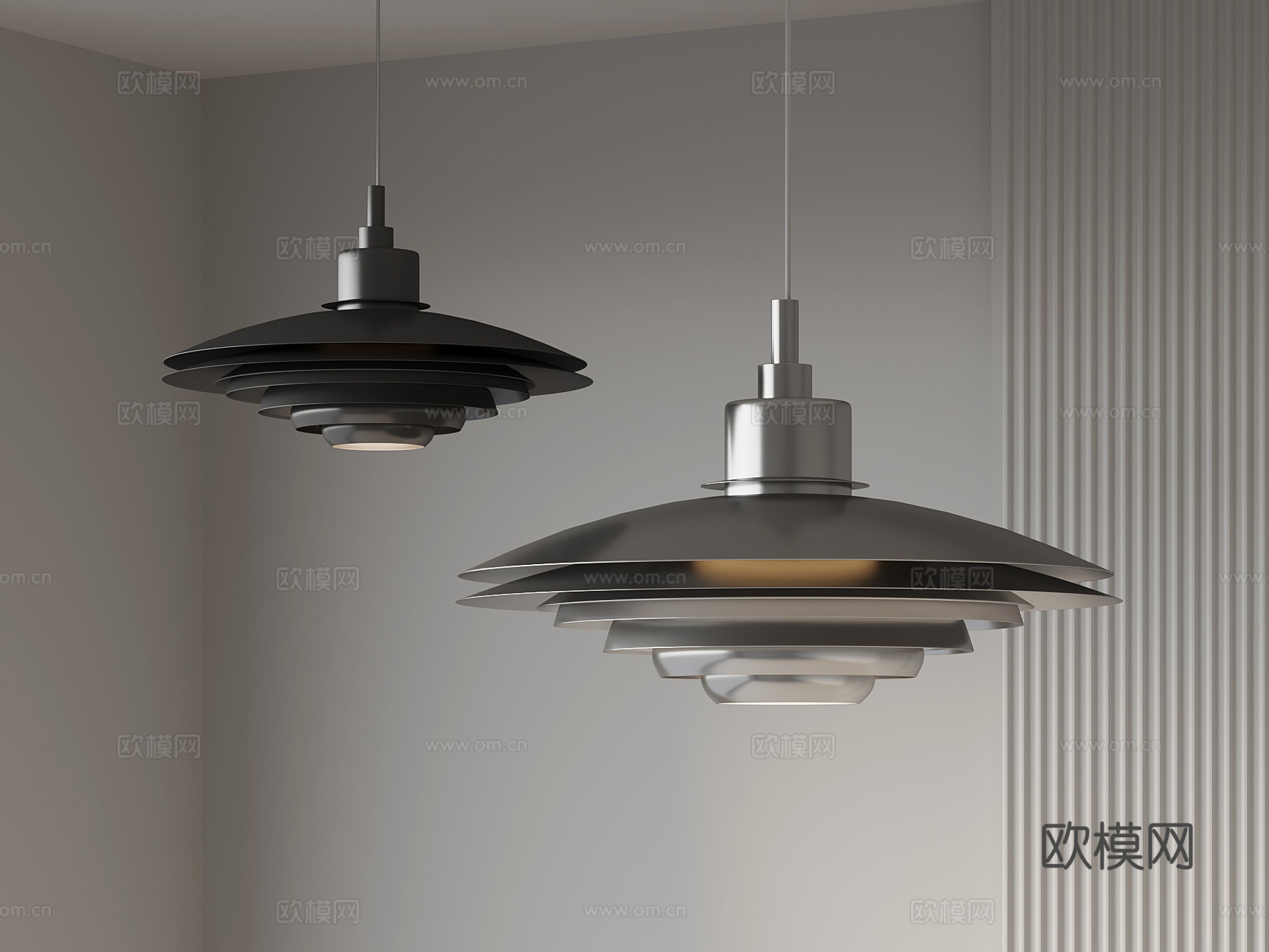 现代金属吊灯su模型