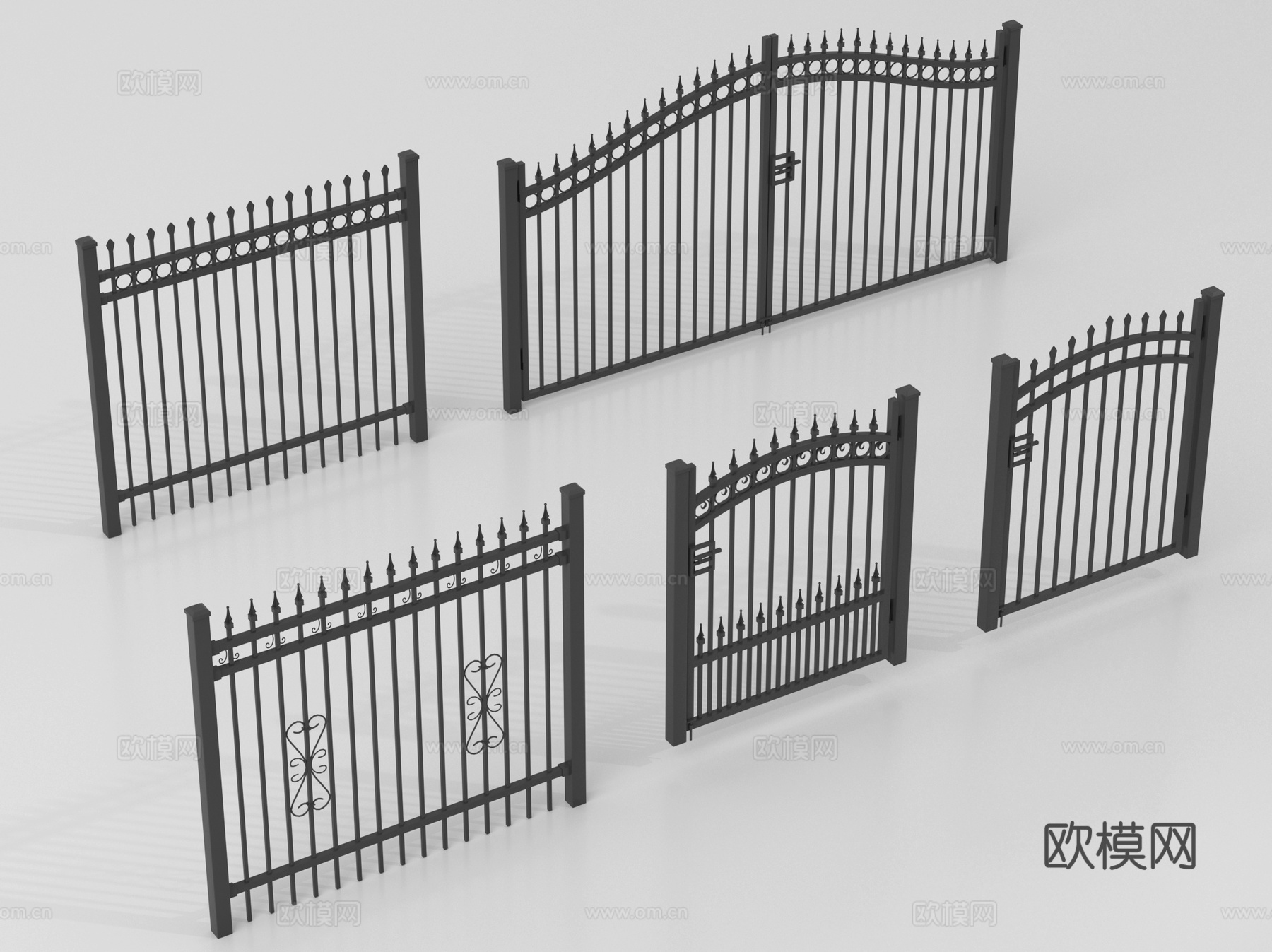 现代铁艺栏杆 护栏 围栏 防护栏 栏杆su模型