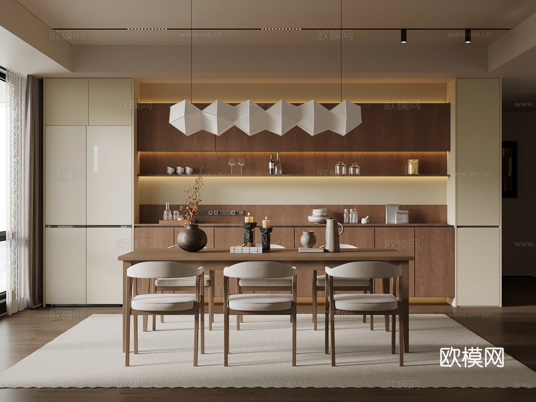 中古风餐厅su模型