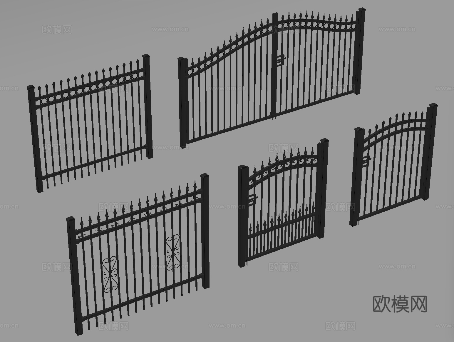 现代铁艺栏杆 护栏 围栏 防护栏 栏杆su模型