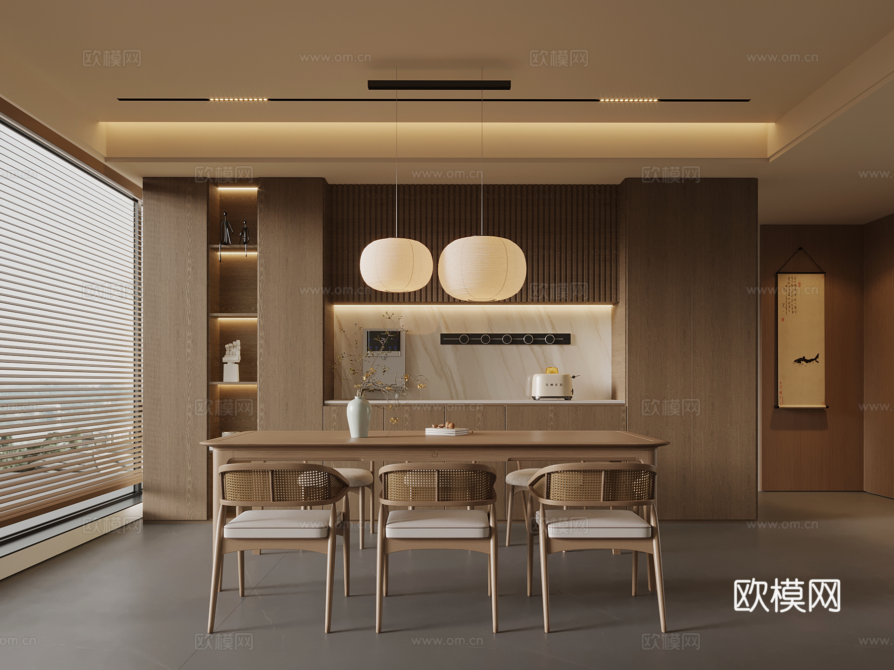 新中式餐厅su模型