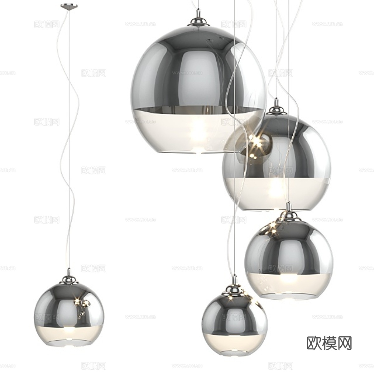 吊灯 Azzardo 银球 18, 25, 35, 403d模型下载