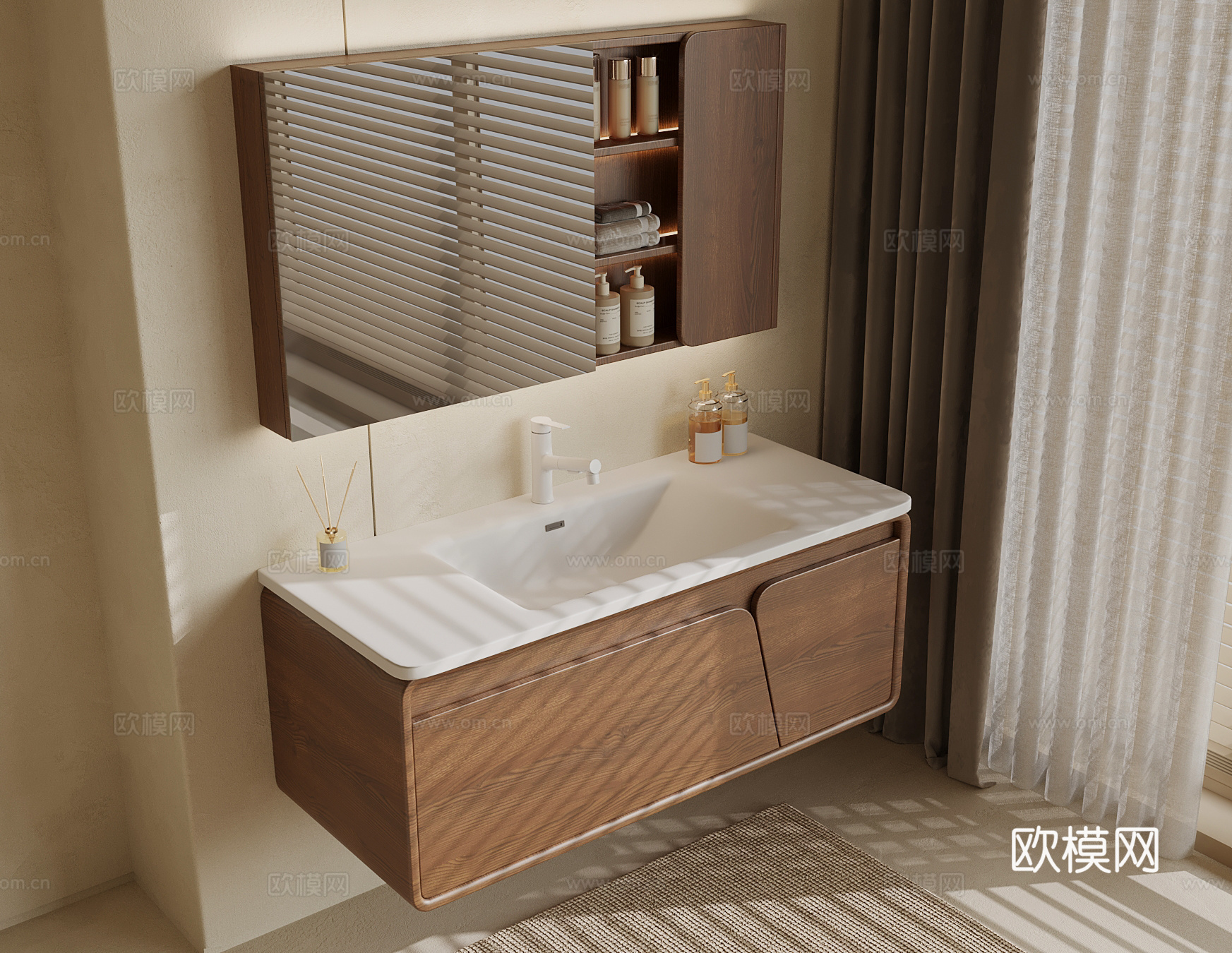 中古风浴室柜su模型