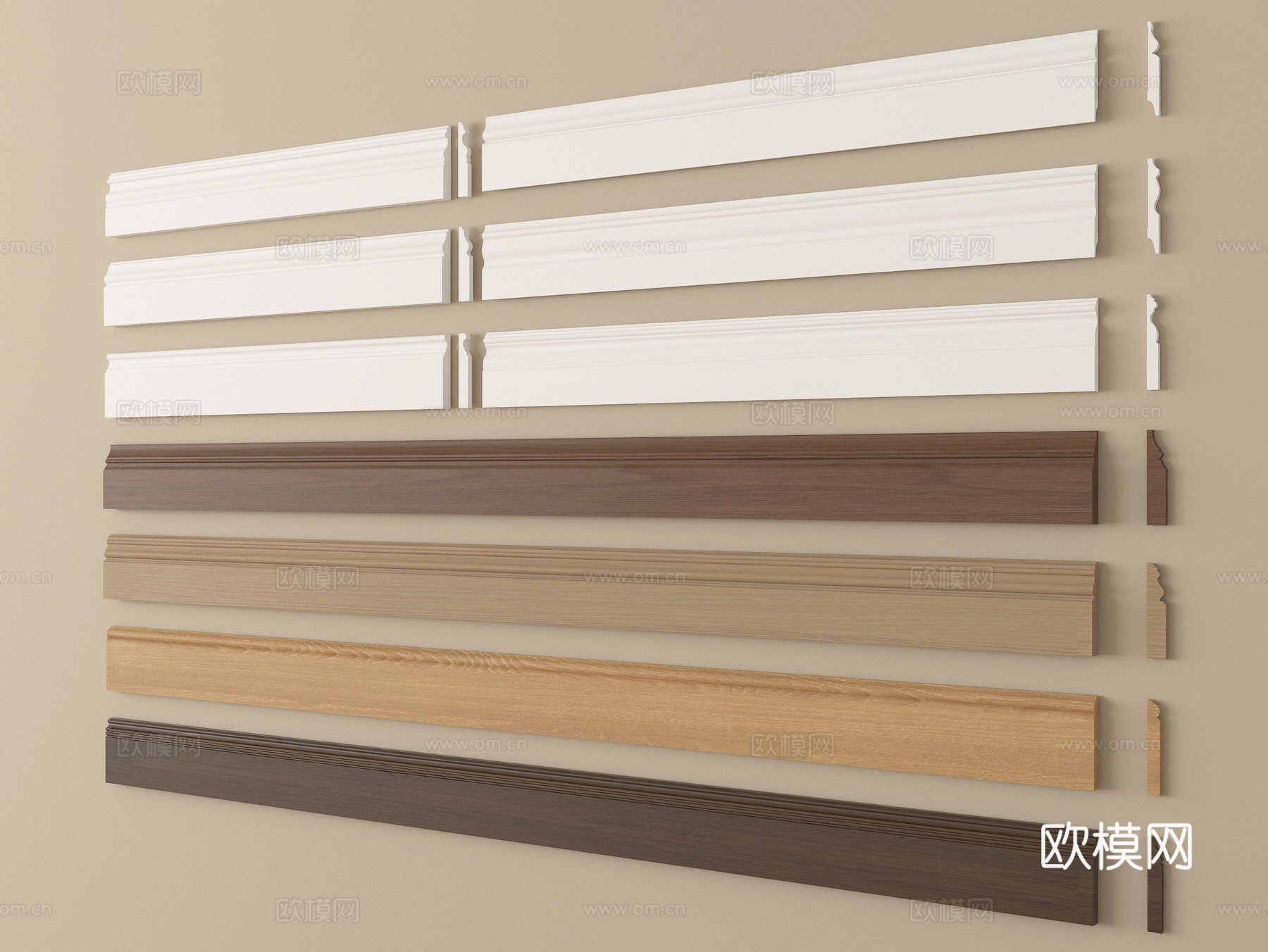 现代踢脚线 实木地脚线 角线 腰线su模型