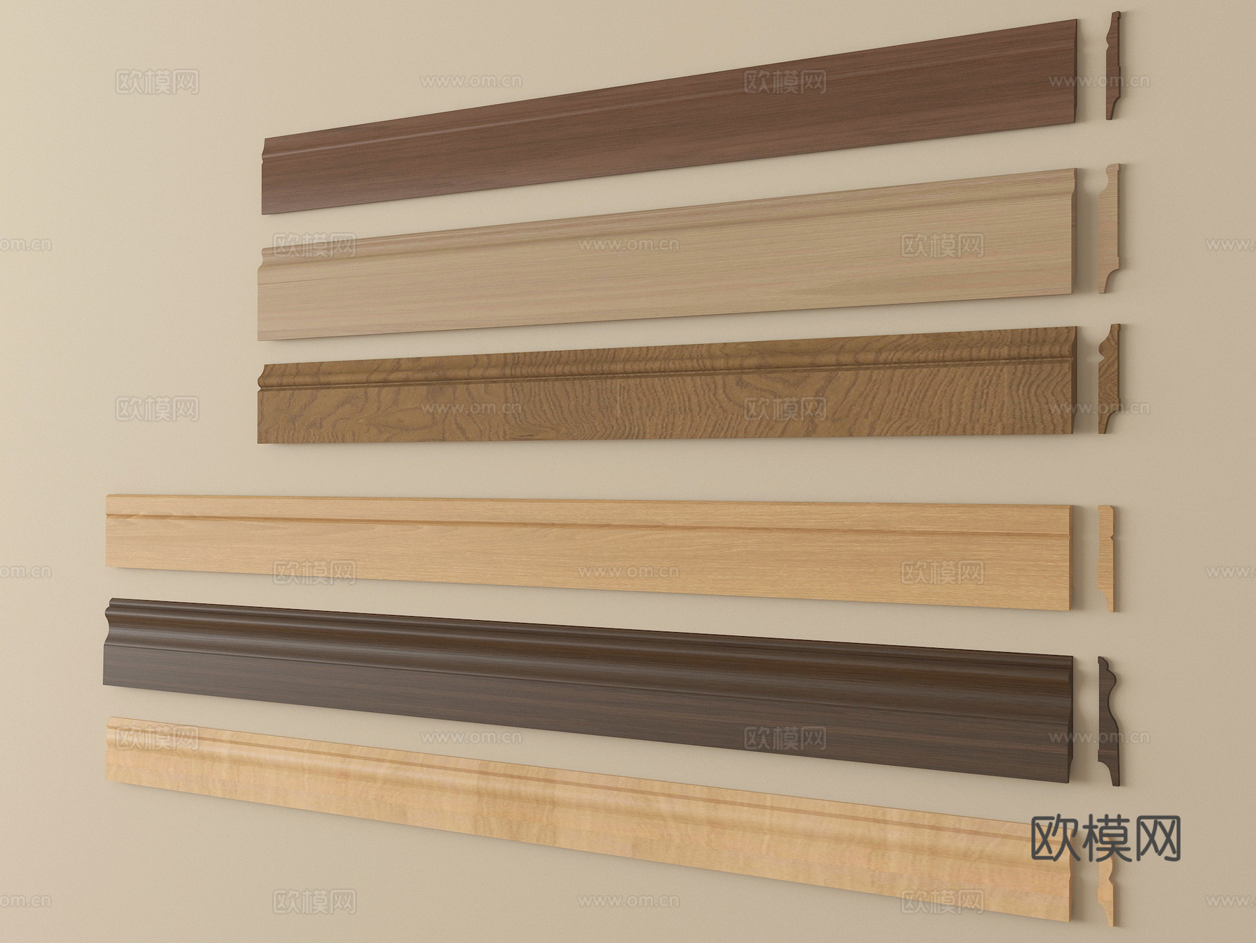 现代踢脚线 实木踢脚线su模型
